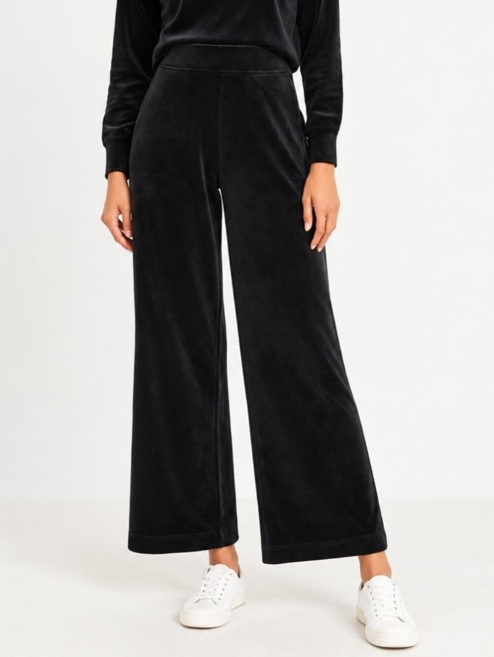 ❤️ NWOT! LOU & GREY HIGH RISE WIDE LEG LUXE VELOUR LOUNGE PANTS, BLACK, LARGE